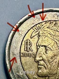 Pièce de 2 euro de l'année 2002 Italy Dante Alighieri très rare
