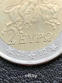 Piece de 2 euros grece 2002 avec le S dans l etoile tres rare pour collections