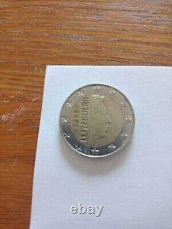 Pièce de 2 euros rare letzebuerg 2008 très bon état couleur or et argent