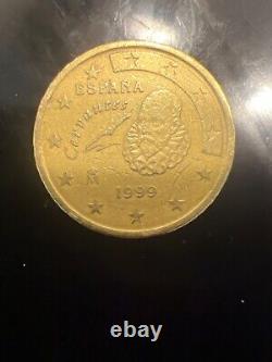 Pièce de Monnaie Espagne Juan Carlos 1 Cervantès 50 Centimes Euro 1999 très rare