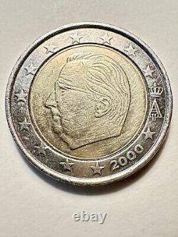 Pièce de monnaie 2 euro Belgique 2000 avec des erreurs de frappe très rare