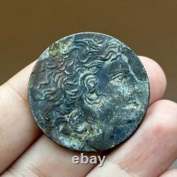 Pièce de monnaie grecque ancienne très rare et unique image roi en bronze