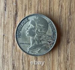 Pièce monnaie française 20 centimes de franc 1962 très rare. État très bon