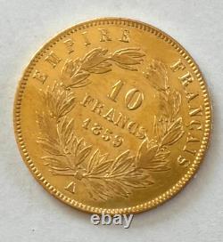 Pièce or 10 Francs 1859 A. Demi NAPOLÉON III. Très rare FDC Monnaie collection