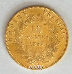 Pièce or 10 Francs 1859 A. Demi NAPOLÉON III. Très rare FDC Monnaie collection