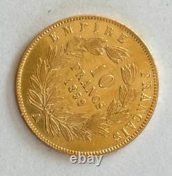 Pièce or 10 Francs 1859 A. Demi NAPOLÉON III. Très rare FDC Monnaie collection