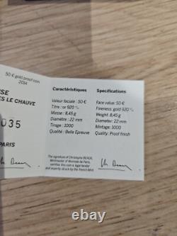 Pièce or Monnaie de Paris 50 Denier Charles le Chauve 2014- 35/1000 Très Rare