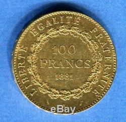 Pièce rare de 100 francs or 1881 très belle