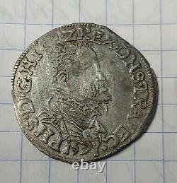 Pieces de monnaie TRÈS RARE 1/10 Écu Philippe II De Brabant, Pays-Bas Espagnols