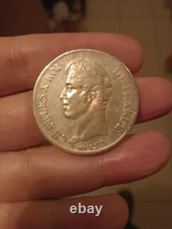 RARE 5 Francs Argent Charles X 1827 B Rouen! Très bel exemplaire