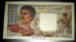 RARE très RARE en UNC Banque de L'Indochine 20 Francs (1951-63) PAPEETE NEUF