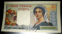 RARE très RARE en UNC Banque de L'Indochine 20 Francs (1951-63) PAPEETE NEUF