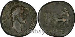 ROME Sesterce ANTONIN LE PIEUX Char triomphal TRES RARE 28.14 g