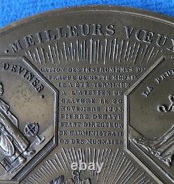 Rare Ancienne très grosse Médaille MEILLEURS VOEUX Monnaie de Paris en BRONZE