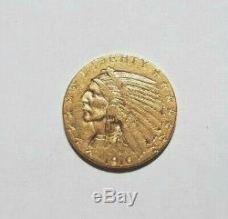 Rare et très belle pièce de 5 dollars indien 1916 S San Francisco gold
