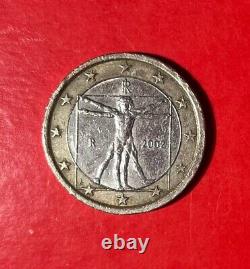 Rare pièce de 1 euros Italie de 2002 très recherchée, l'homme de Vitruve de LV