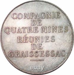 S6496 Très Rare Jeton Token Mines de Graissessac Hérault 1864 Argent 500 ex