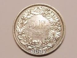 SPLENDIDE et Très RARE SUISSE 5 Francs 1851 A