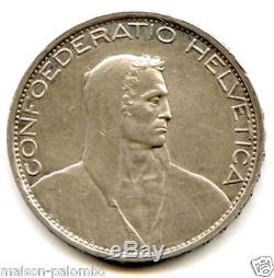 Suisse Republique 5 Francs Argent 1924 B Tres Rare