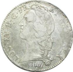 T1384 Tres Rare Louis XV écu au bandeau 1747 H La Rochelle Argent Silver