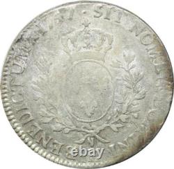 T1384 Tres Rare Louis XV écu au bandeau 1747 H La Rochelle Argent Silver