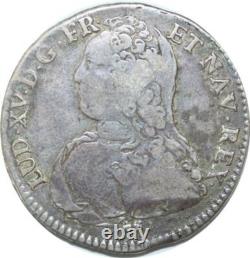 T1581 Tres Rare Demi 1/2 Ecu br Oliviers Louis XV 1732 G Poitiers Argent Silver