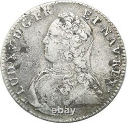 T1585 Tres Rare Demi 1/2 Ecu br Oliviers Louis XV 1731 B Rouen Argent Silver