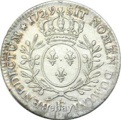 T1589 Tres Rare Demi 1/2 Ecu br Oliviers Louis XV 1729 E Tours Argent Silver