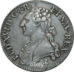 T1596 Tres Rare Demi 1/2 Ecu Buste Habillé Louis XVI 1790 A Argent Silver SUP