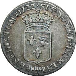 T1861 Tres Rare 1/3 Ecu de France Louis XV 1722 I Limoges Argent Silver