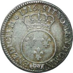 T1947 Tres Rare 1/10 Ecu Vertugadin Louis XV 1716 K Bordeaux Argent Silver