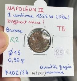 TB. Très très rare R2 Monnaie 1 centime 1855W ancre (cote 150e en TB)