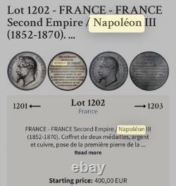 TRES RARE! 151 gram(5 Oz)30! Au Monde. Medaille Argent NAPOLEON lll 1867