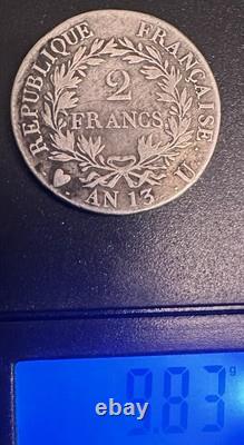 TRÈS RARE 2 FRANCS NAPOLÉON 1er AN 13 TURIN