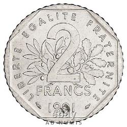 TRES RARE! 2 Francs Semeuse 1991 (Frappe monnaie) FDC France Nickel