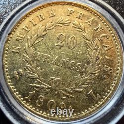 TRES RARE 20 FRANCS OR NAPOLEON EMPEREUR TETE LAUREE 1809 L BAYONNE (2341 ex)