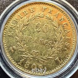 TRES RARE 20 FRANCS OR NAPOLEON EMPEREUR TETE LAUREE 1809 L BAYONNE (2341 ex)