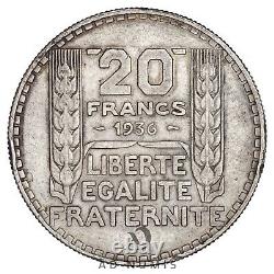 TRES RARE 20 Francs 1936 Turin TTB France Argent