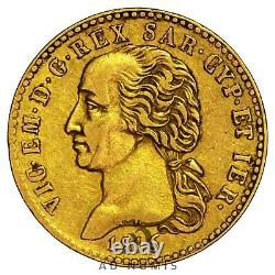 TRES RARE 20 Lire 1816 Victor Emmanuel I TTB Sardaigne Italie Or