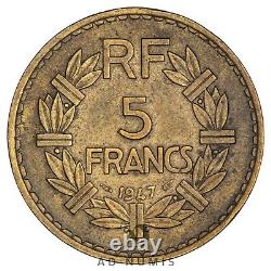 TRES RARE 5 Francs 1947 Lavrillier TTB+ France Bronze-aluminium