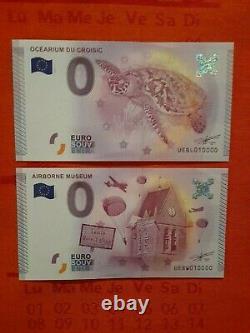 TRES RARE LOT de BILLETS TOURISTIQUES SOUVENIRS 0 EURO 11 X N°10000 de 2015