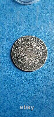Tres Rare 1/4 Ecu Louis XIV 3 Couronnes 1711 S Reims Monnaie Argent Silver