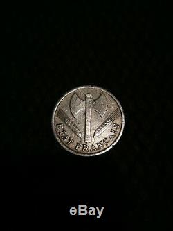 Très Rare, 1 franc 1942 Bazor Etat Français légère TTB