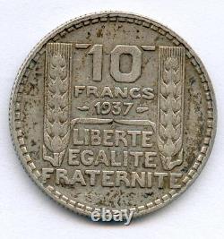 Tres Rare 10 Francs Turin Argent De 1937! La Plus Rare