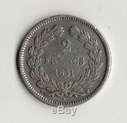 Tres Rare 2 Francs Louis Philippe Argent 1831 W @ Lille @ Belle Qualite @ Silver
