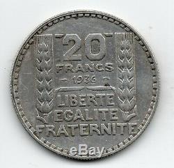 Tres Rare 20 Francs Turin Argent 1936