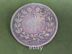 Très Rare 5 Francs Louis Philippe 1831 K avec le I (Hybride) Tranche en creux