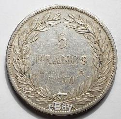 Tres Rare 5 Francs Louis-philippe Sans Le I 1830a Tranche En Relief