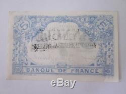 Tres Rare 5f Bleu Tampon Annulation Comptabilite Des Billets