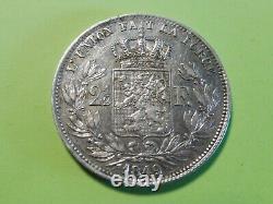 Très Rare Ancienne Monnaie Argent 2 1/2 Francs Belgique 1849